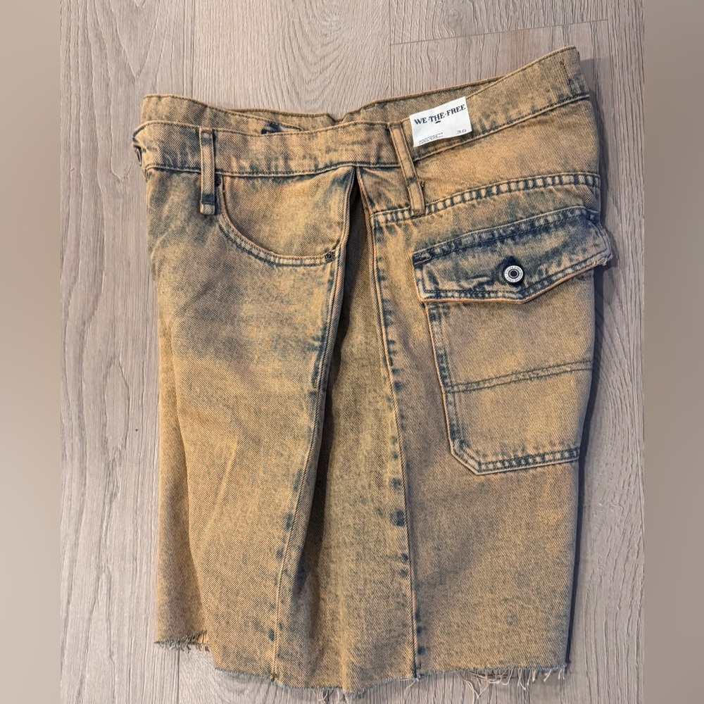 Free People We The Free Boomerang High Rise Long Shorts Size 30 Cowboy NEW - Picture 8 of 13